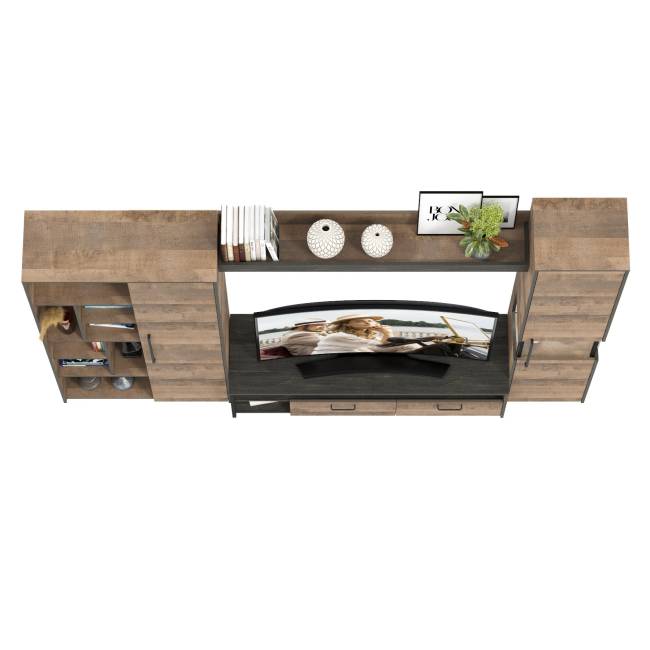 Стенка для гостиной в лофт стиле Трувор № 19 цвет дуб гранж песочный/интра Стенка для гостиной в лофт стиле Трувор № 19 цвет дуб гранж песочный/интра