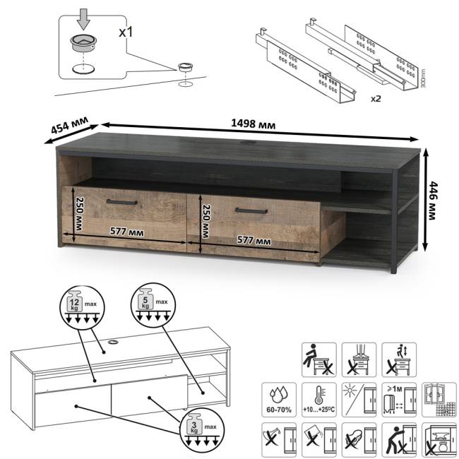 Стенка для гостиной в лофт стиле Трувор № 19 цвет дуб гранж песочный/интра Стенка для гостиной в лофт стиле Трувор № 19 цвет дуб гранж песочный/интра
