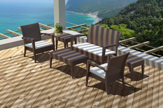 Столик плетеный для шезлонга GT 1009 коричневый 450х450х450 мм