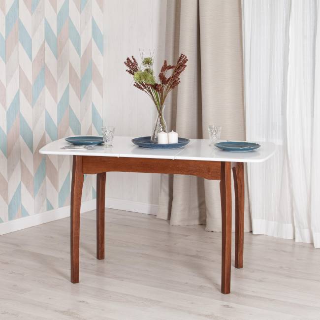 Стол CATERINA бук, мдф, 100+30x70x75, коричневый, белый коричневый, белый бук, мдф Стол CATERINA бук, мдф, 100+30x70x75, коричневый, белый коричневый, белый бук, мдф