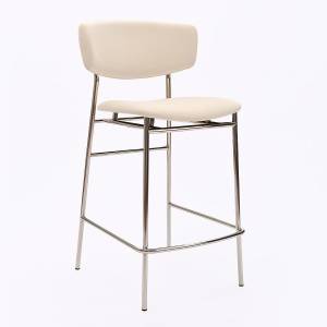 Дизайнерский полубарный стул Marko бежевый, основание хром