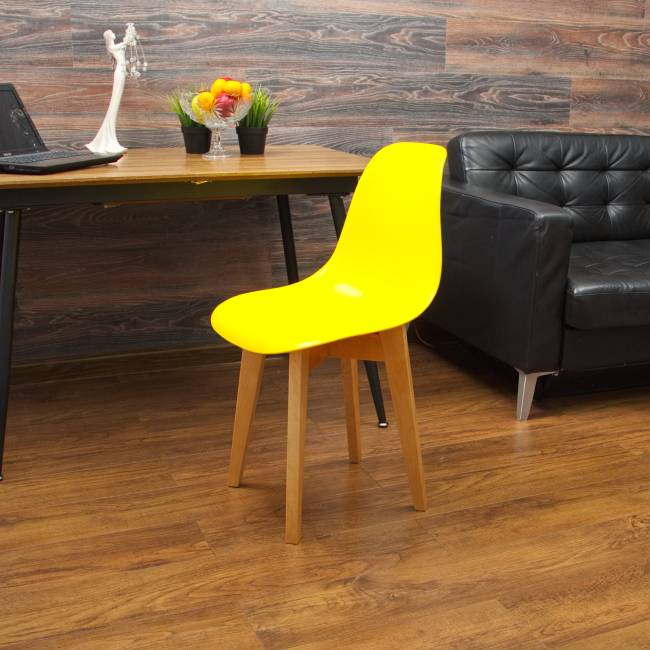 Стол Монте К 100 натур со стульями Сашш натур жёлтый