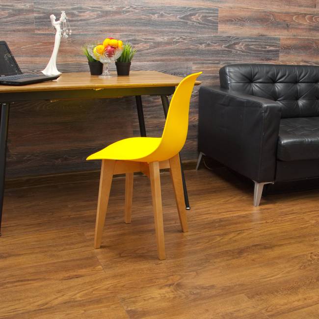 Стол Монте К 100 натур со стульями Сашш натур жёлтый