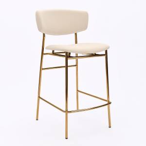 Дизайнерский полубарный стул Marko бежевый, основание золото