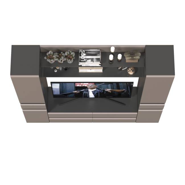 Два пенала Сидней с выдвижными ящиками и тумба для телевизора с двумя полочками цвет антрацит/МДФ веллюто капучино