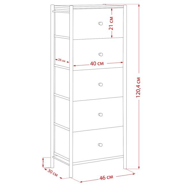 Комод Leset Хайди 5 ящиков Белый Белый Комод Leset Хайди 5 ящиков Белый Белый