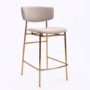 Дизайнерский полубарный стул Marko латте, основание золото
