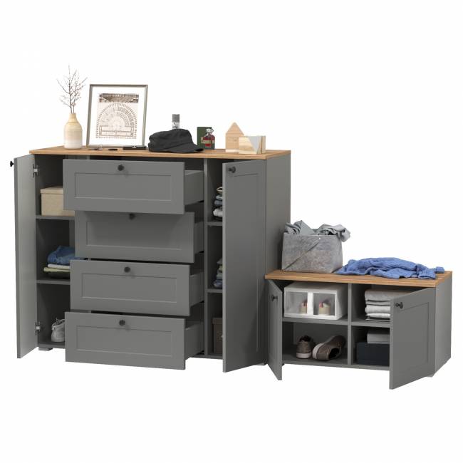 Комод Остин 16.221 с тумбой две дверки цвет серый графит/дуб крафт золотой Комод Остин 16.221 с тумбой две дверки цвет серый графит/дуб крафт золотой