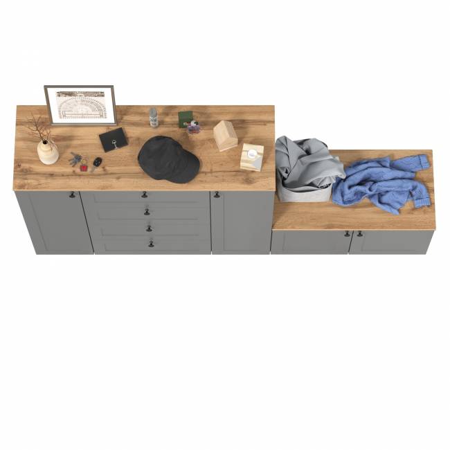 Комод Остин 16.221 с тумбой две дверки цвет серый графит/дуб крафт золотой Комод Остин 16.221 с тумбой две дверки цвет серый графит/дуб крафт золотой