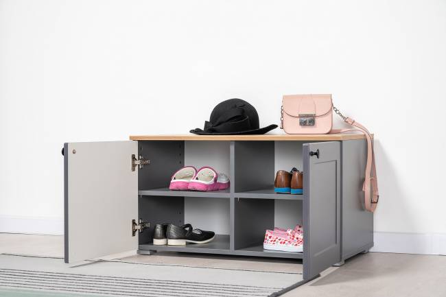 Комод Остин 16.221 с тумбой две дверки цвет серый графит/дуб крафт золотой Комод Остин 16.221 с тумбой две дверки цвет серый графит/дуб крафт золотой