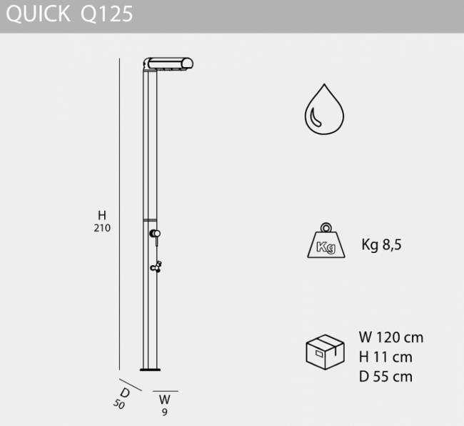 Душ уличный Quick Q125 500х90х2100 мм Душ уличный Quick Q125 500х90х2100 мм