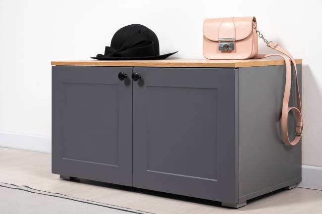 Комод с обувницей и тумбой Остин цвет серый графит/дуб крафт золотой