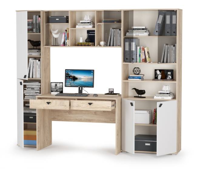 Бостон домашний офис № 31 цвет дуб эндгрейн элегантный/фасады МДФ милк рикамо софт Бостон домашний офис № 31 цвет дуб эндгрейн элегантный/фасады МДФ милк рикамо софт