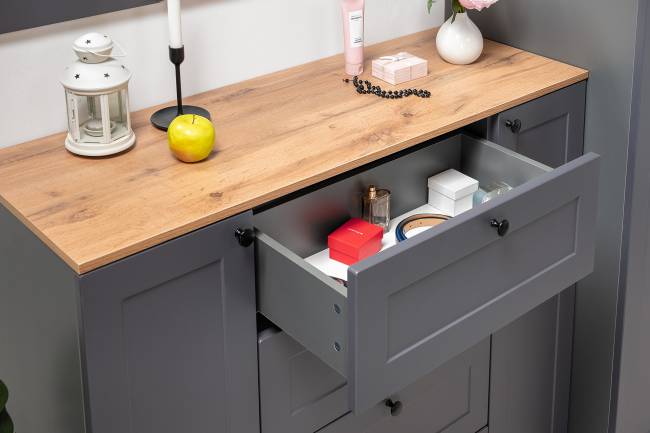 Две обувницы и комод Остин цвет серый графит/дуб крафт золотой