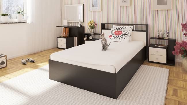 Кровать 1200 Камелия + две тумбы цвет венге/дуб лоредо Кровать 1200 Камелия + две тумбы цвет венге/дуб лоредо