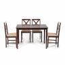 Обеденный комплект Хадсон (стол + 4 стула)/ Hudson Dining Set дерево гевея/мдф, стол: 110х70х75см / стул: 44х42х89см, cappuccino (темный орех), ткань кор.-зол. (1 cappuccino (темный орех) дерево гевея/мдф