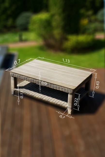 Кофейный столик из искусственного ротанга "Венеция", серый