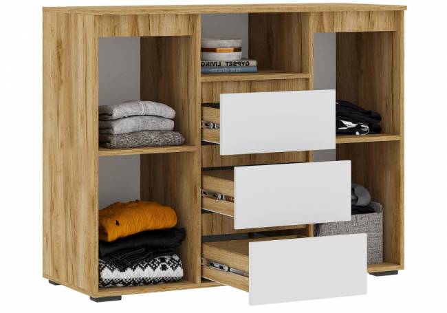 Комод Элла КМ 01 белый / дуб крафт золото