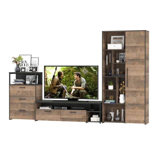 Стенка для гостиной Трувор № 80 цвет дуб гранж песочный/интра Стенка для гостиной Трувор № 80 цвет дуб гранж песочный/интра