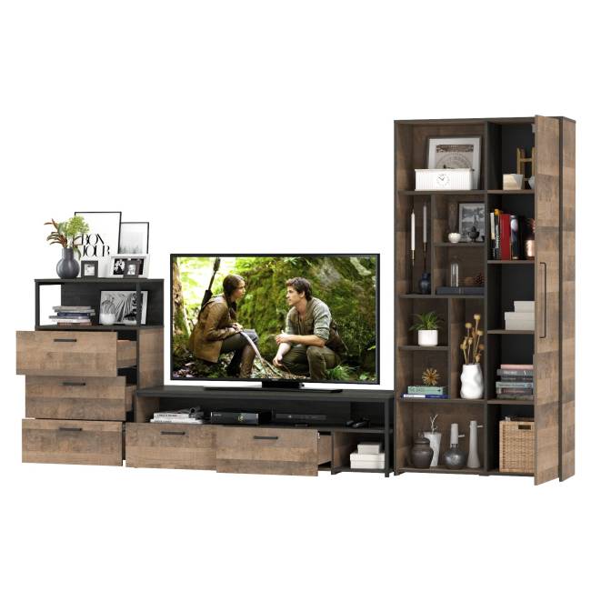 Стенка для гостиной Трувор № 80 цвет дуб гранж песочный/интра Стенка для гостиной Трувор № 80 цвет дуб гранж песочный/интра