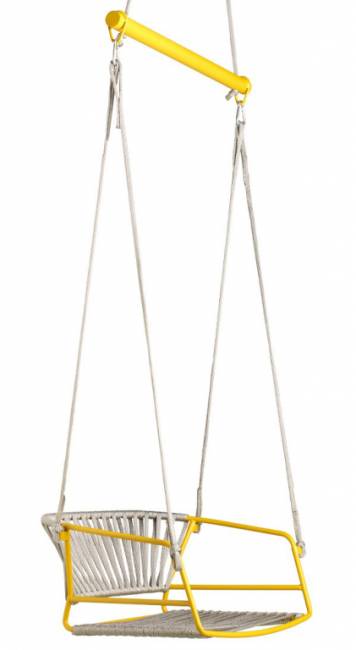 Качели плетеные Lisa Swing желтый, серебристый 730х650х1750 мм Качели плетеные Lisa Swing желтый, серебристый 730х650х1750 мм