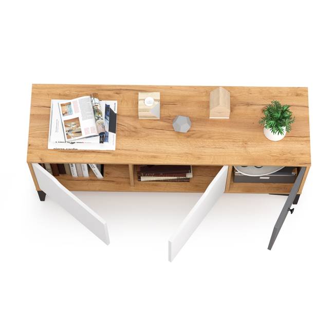 Тумба под ТВ Вайс 13.270.01 цвет дуб золотой/тёмно-серый/МДФ милк софт