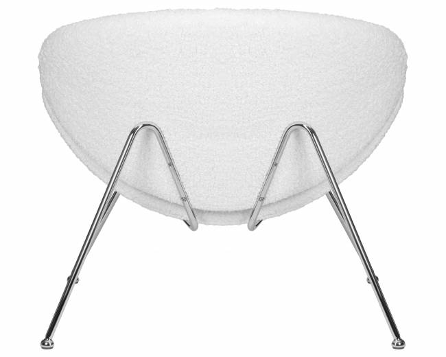 Кресло дизайнерское DOBRIN EMILY, белый (букле) ткань , хромированная сталь