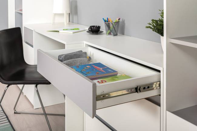 Два письменных стола и два комода Торонто цвет белый шагрень/стальной серый Два письменных стола и два комода Торонто цвет белый шагрень/стальной серый