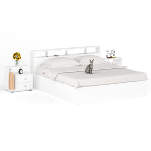 Кровать 1800 Камелия + две тумбы цвет белый