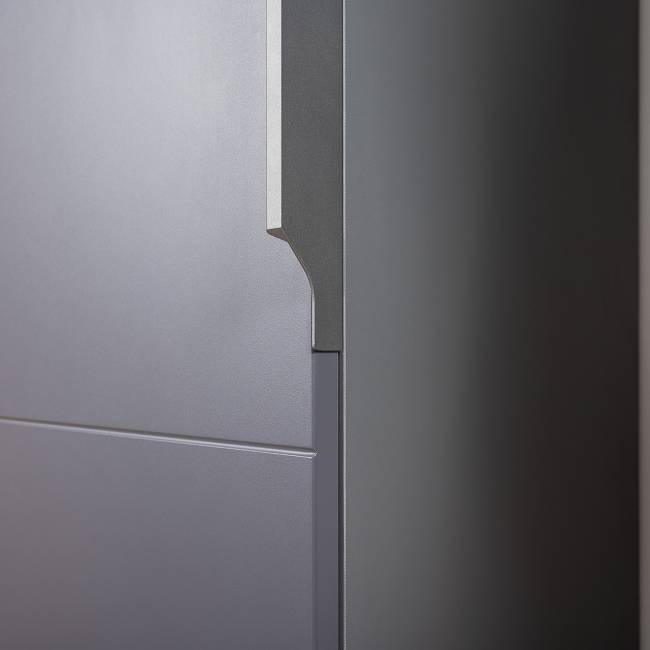 Мебельная стенка для прихожей Октава № 47 цвет белый шагрень/серый графит/дуб крафт золотой