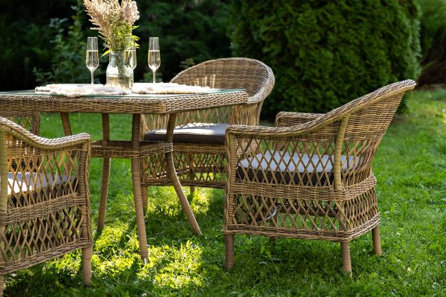 "Сицилия" обеденная группа плетеная, цвет соломенный "Сицилия" обеденная группа плетеная, цвет соломенный