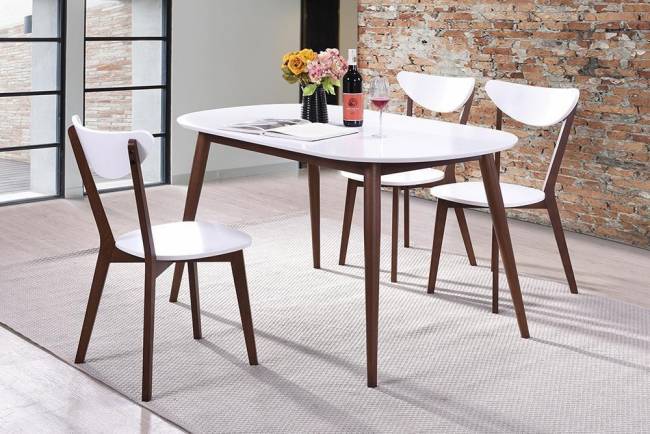 Стол обеденный MAX (Макс) основание бук, столешница мдф, 140 х 80 х 75см, Белый + Коричневый