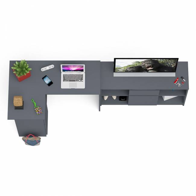 Тумба Мори МТВ1204.1 и стол компьютерный угловой МС-16 левый цвет графит Тумба Мори МТВ1204.1 и стол компьютерный угловой МС-16 левый цвет графит