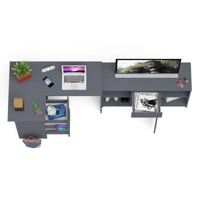 Тумба Мори МТВ1204.1 и стол компьютерный угловой МС-16 левый цвет графит Тумба Мори МТВ1204.1 и стол компьютерный угловой МС-16 левый цвет графит
