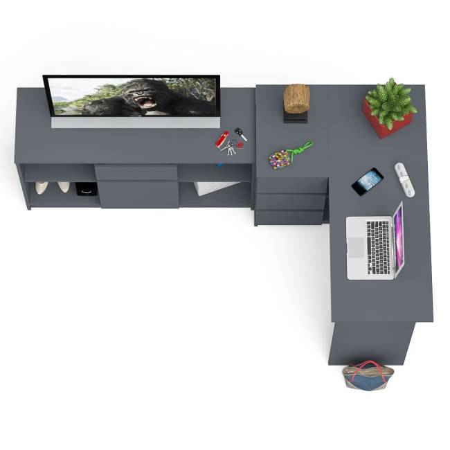 Тумба Мори МТВ1204.1 и стол компьютерный угловой МС-16 левый цвет графит Тумба Мори МТВ1204.1 и стол компьютерный угловой МС-16 левый цвет графит