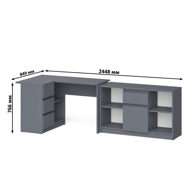 Тумба Мори МТВ1204.1 и стол компьютерный угловой МС-16 левый цвет графит Тумба Мори МТВ1204.1 и стол компьютерный угловой МС-16 левый цвет графит