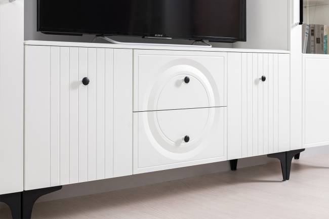 Стенка для гостиной Валенсия № 62 цвет белый шагрень