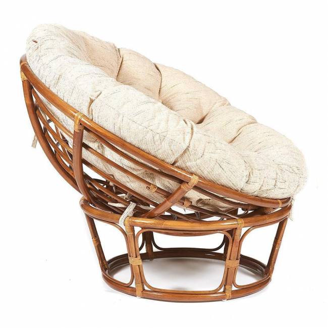 Кресло PAPASAN/ПАПАСАН 23/01 W  /с подушкой/ диаметр подушки 129 см, 115х101х104 см, Pecan (орех), ткань Старт Pecan (орех)