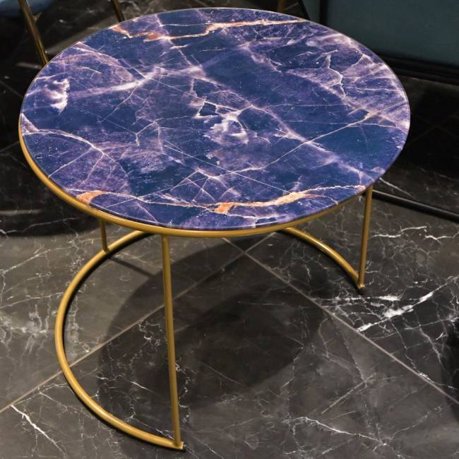 Набор кофейных столиков Tango темно-синий с ножками матовое золото, 2шт Набор кофейных столиков Tango темно-синий с ножками матовое золото, 2шт