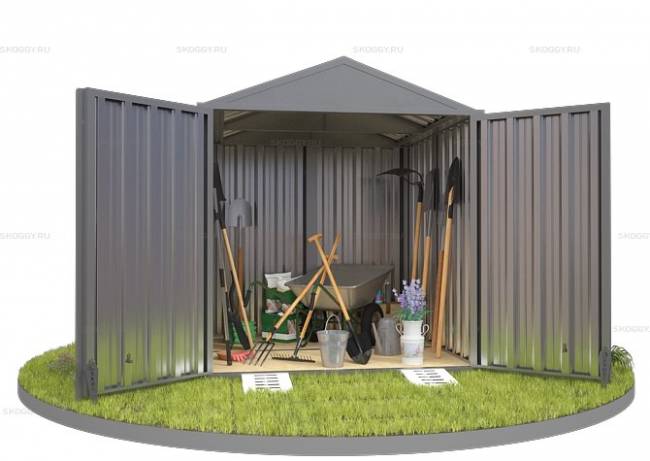 Хозблок SKOGGY секционный с двускатной крышей 2 х 2 м, цинковый Хозблок SKOGGY секционный с двускатной крышей 2 х 2 м, цинковый