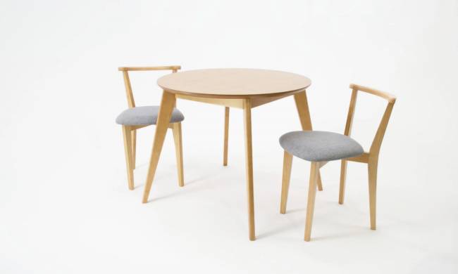 Стол Сканди К 100 натур со стульями Франк натур рогожка серый