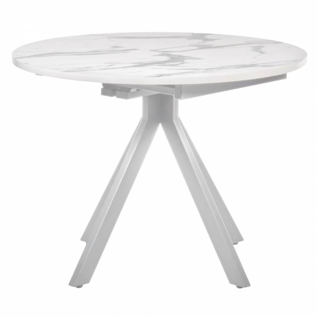 Стол Rudolf круглый раскладной 100-130x100x75см, белый мрамор, белый Стол Rudolf круглый раскладной 100-130x100x75см, белый мрамор, белый
