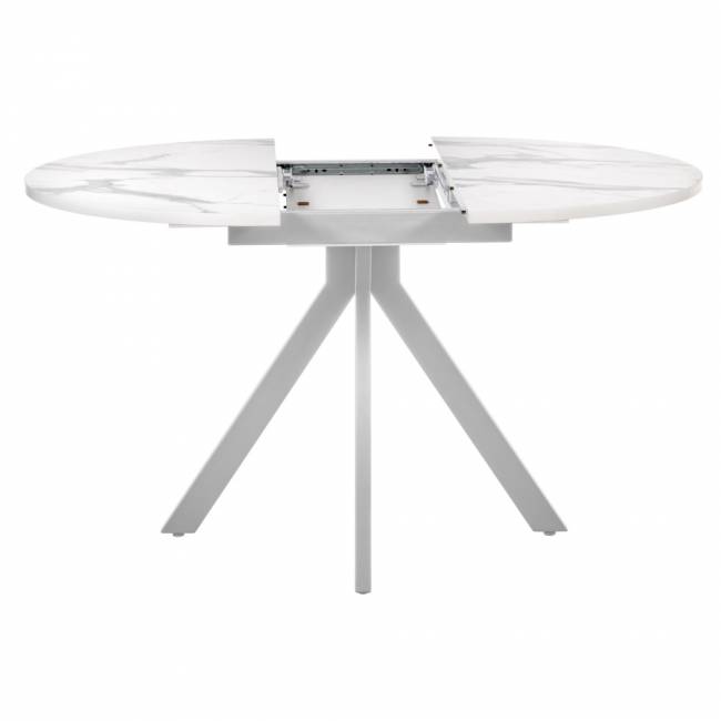 Стол Rudolf круглый раскладной 100-130x100x75см, белый мрамор, белый Стол Rudolf круглый раскладной 100-130x100x75см, белый мрамор, белый