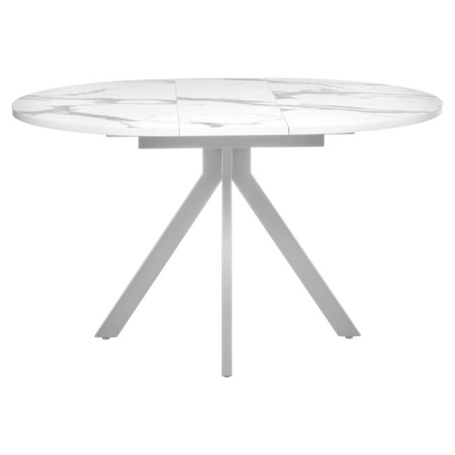 Стол Rudolf круглый раскладной 100-130x100x75см, белый мрамор, белый Стол Rudolf круглый раскладной 100-130x100x75см, белый мрамор, белый
