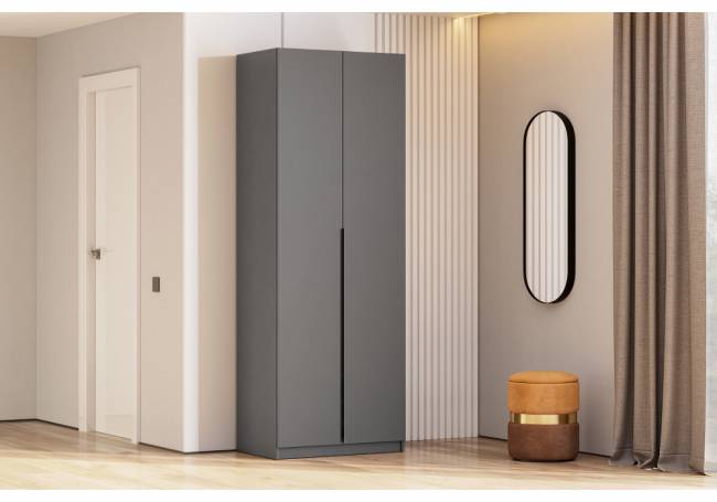 Шкаф Даиго двухстворчатый графит серый