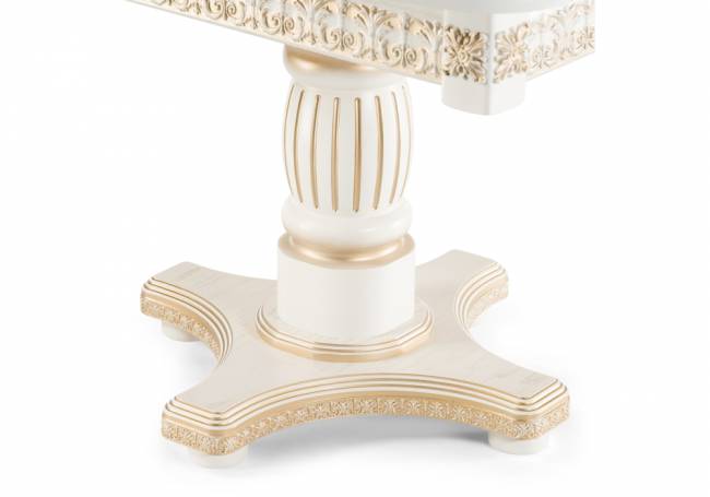 Стол деревянный Морнит 220(320)х110 слоновая кость / золото