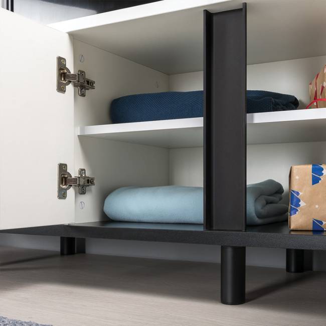 Мебель для спальни Муссон 1600 с тумбой для аппаратуры 13.276 цвет белый/чёрный/дуб эндгрейн элегантный Мебель для спальни Муссон 1600 с тумбой для аппаратуры 13.276 цвет белый/чёрный/дуб эндгрейн элегантный