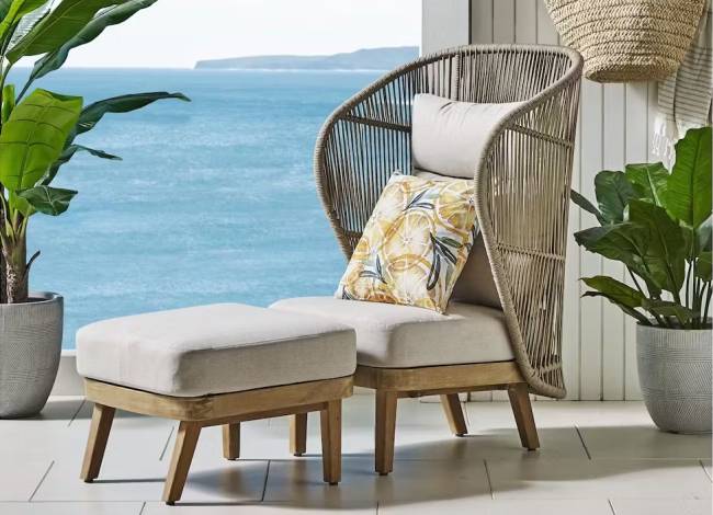 Лаунж-кресло плетеное с высокой спинкой Mali натуральный 791х775х1170 мм