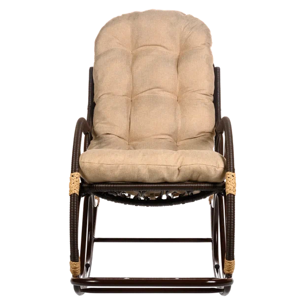 Кресло качалка с подножкой из искусственного ротанга, орех