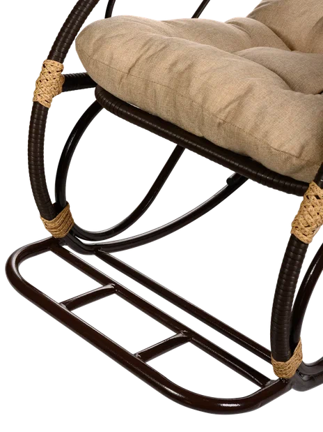 Кресло качалка с подножкой из искусственного ротанга, орех